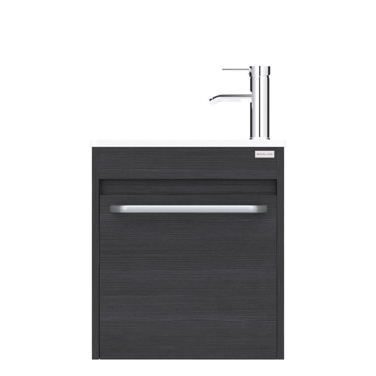 wonline 16” Bathroom Vanity Sink Combo for Small Space Black Wall Mounted Cabine