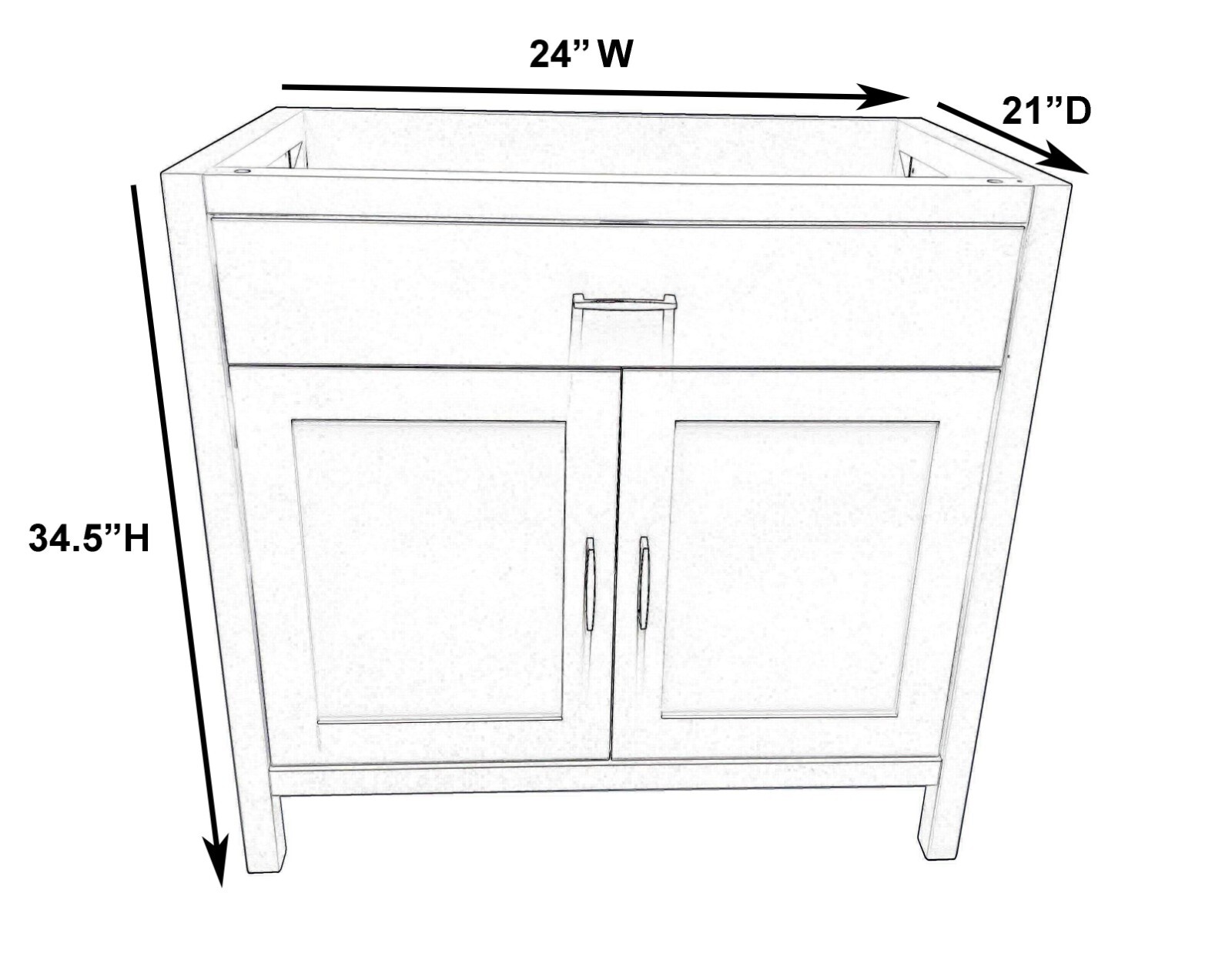 24″ White Shaker Single-sink Bathroom Vanity Base Cabinet NE-V2421-WH