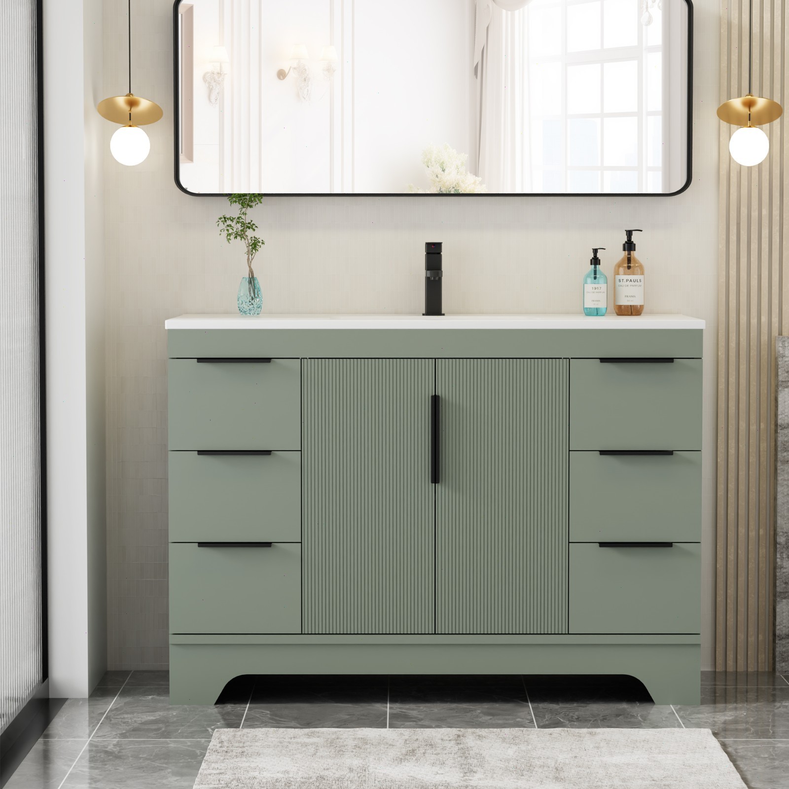 48″/60” Bathroom Vanity With Resin Sink Top