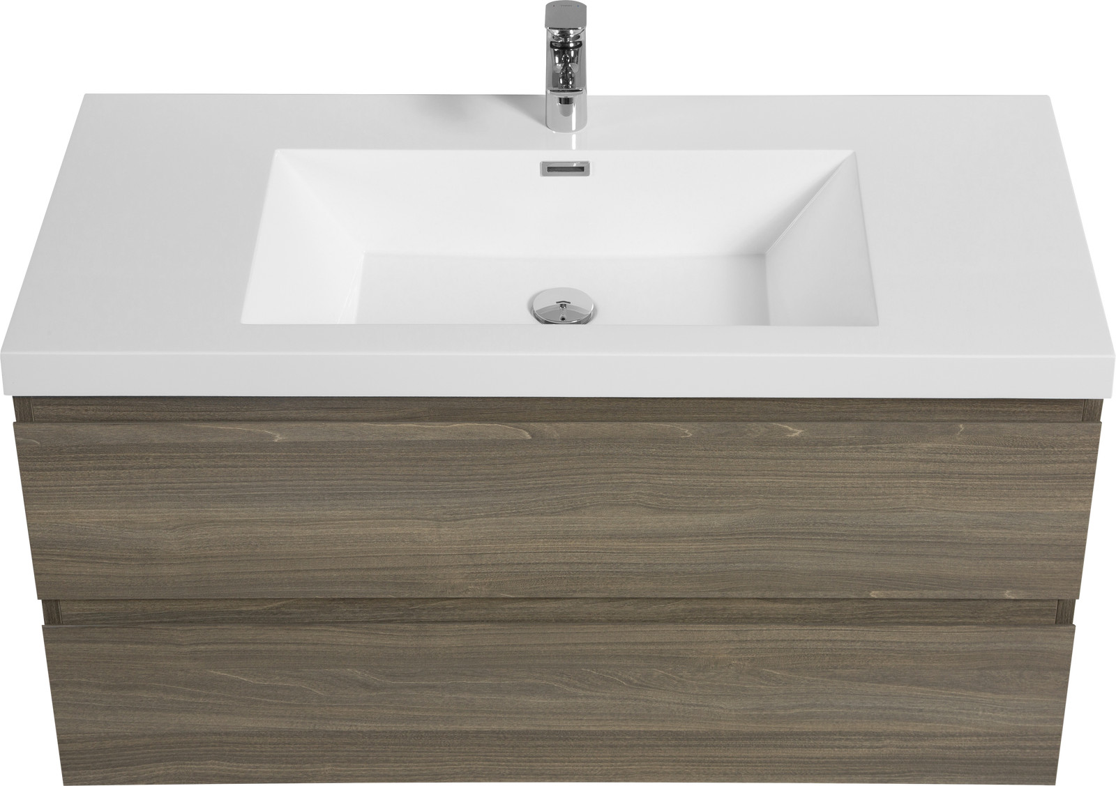 42″Floating Wall Mounted Bathroom Vanity Cabinet +Resin Basin Sink 2Drawers Gray