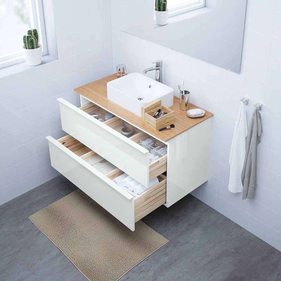 New IKEA GODMORGON Bathroom vanity 39 3/8” Wide high gloss white 803.440.94