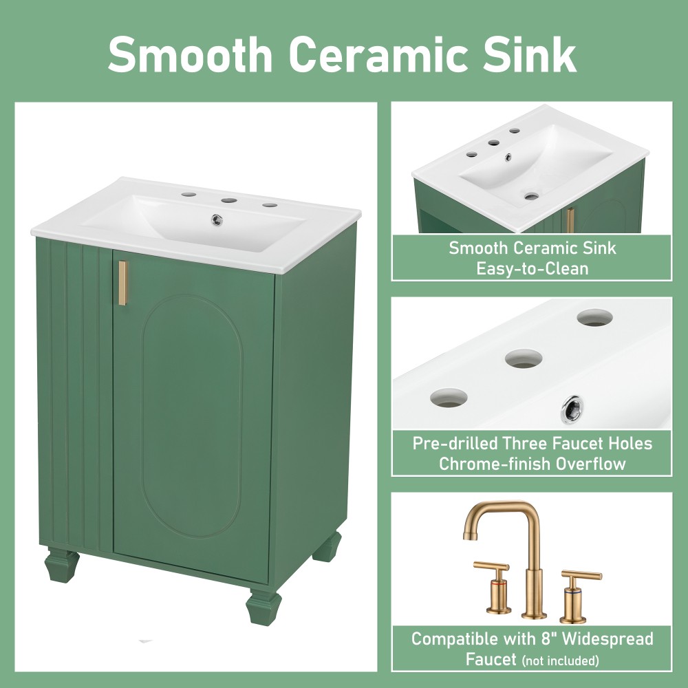 Bathroom Vanity with Sink Includes Door Frame Shelves Soft-Close Doors