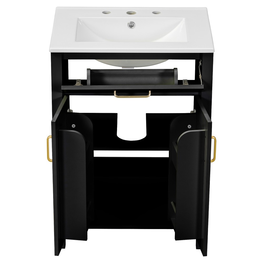 24″Bathroom Vanity Combo with Ceramic sink, Luxurious Space-Saving Vanity