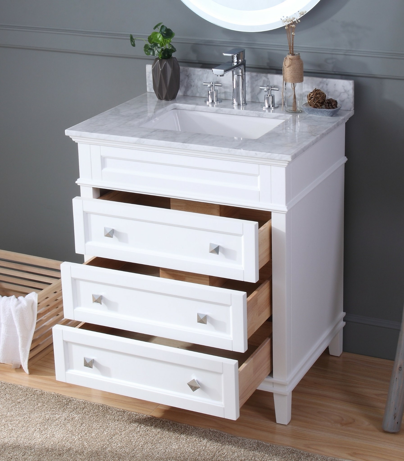 30 inch Felix Contemporary White Sink Bathroom Vanity ZK-1810-V30W