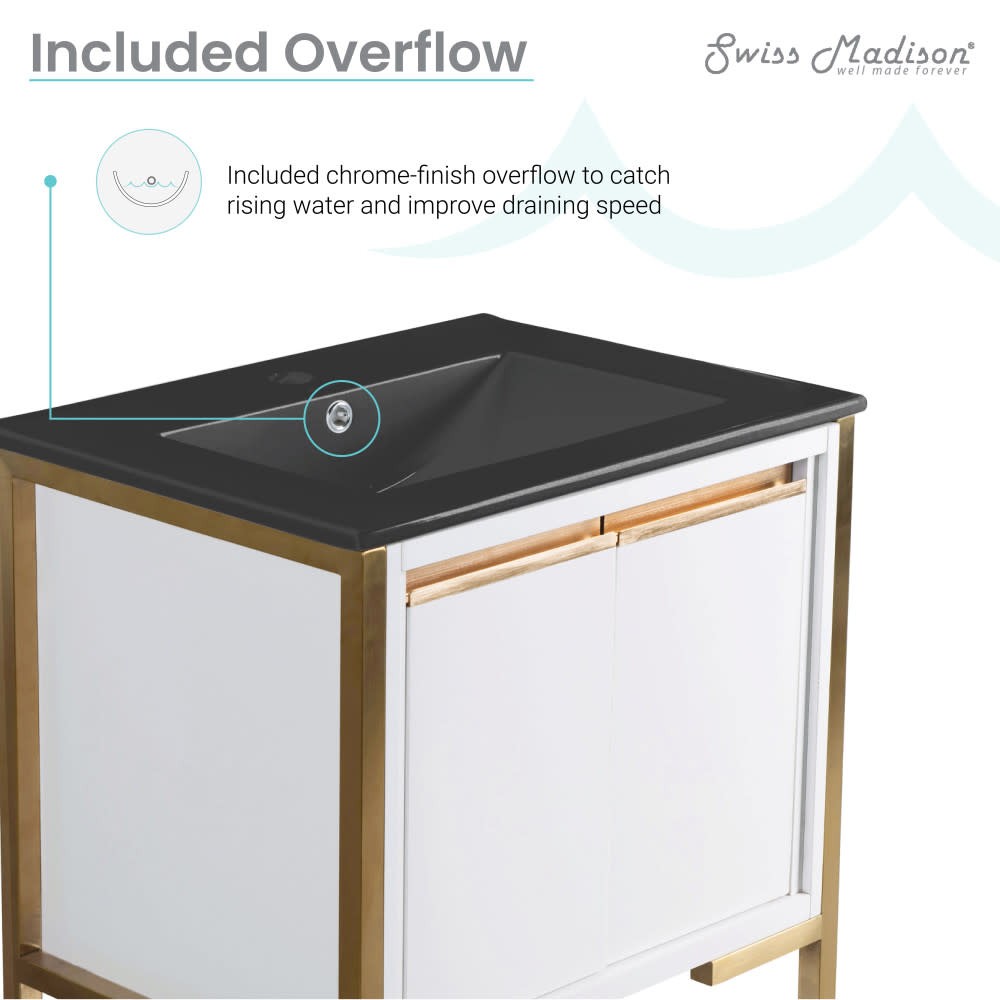 Swiss Madison SM-BV217 Marseille 24″ – White and Brushed Gold / Matte Black