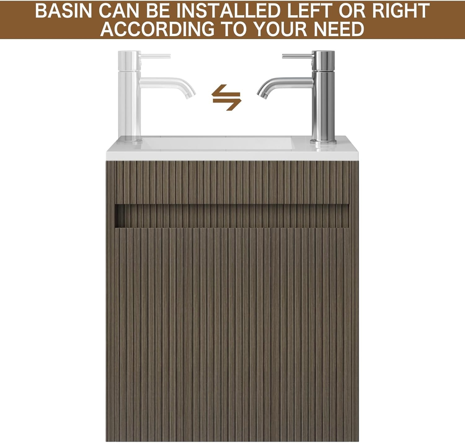 16″ Bathroom Vanity Wall Mount Cabinet with Sink Faucet Vessel Drain Combo Set