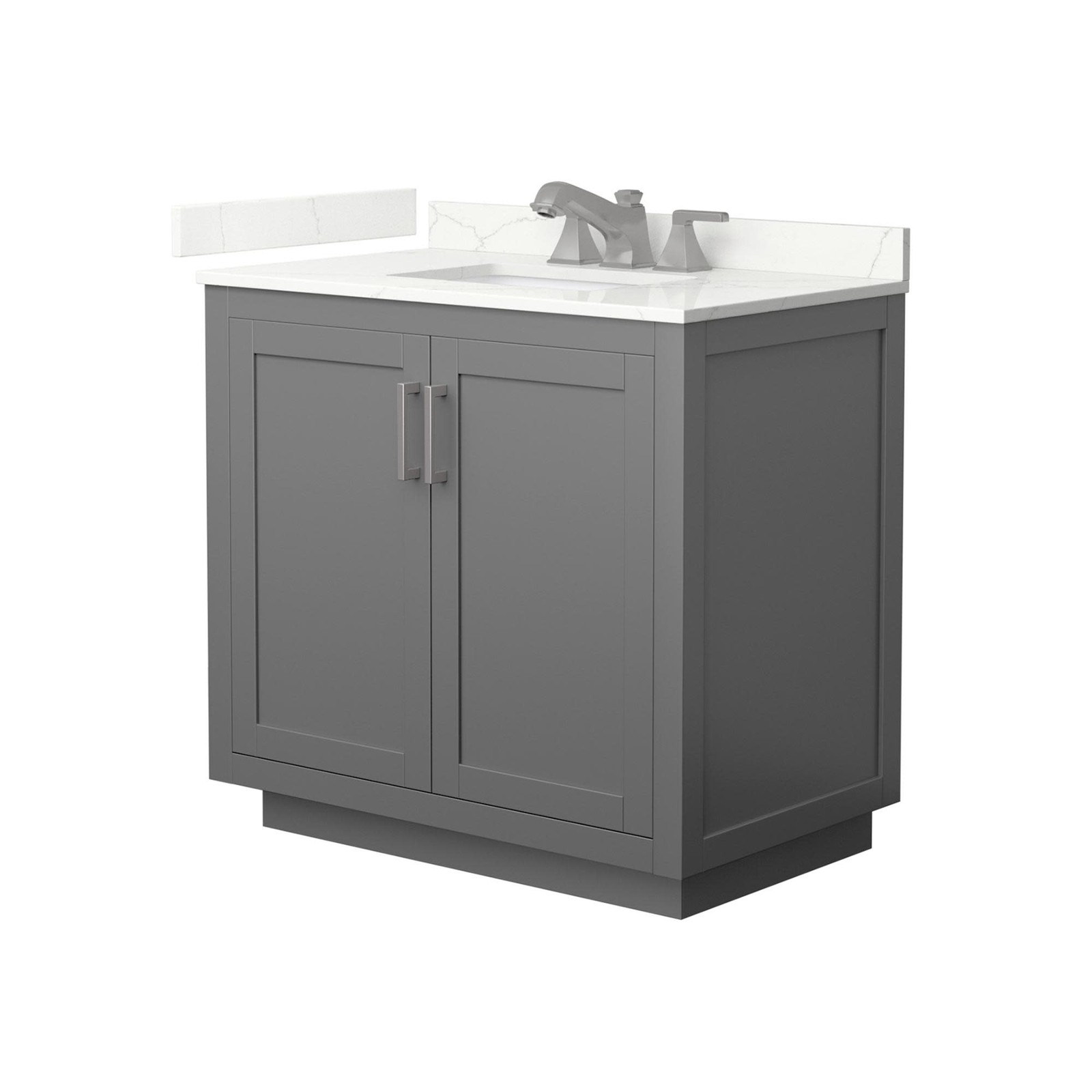 Wyndham Collection WCF292936S-QTZ-US3MXX Miranda 36″ – Dark Gray / Giotto Quartz