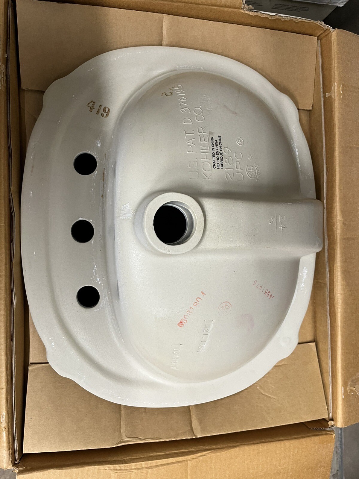 Kohler K-2189-8-0 Portrait Self-Rimming Bathroom Sink, white, NEW