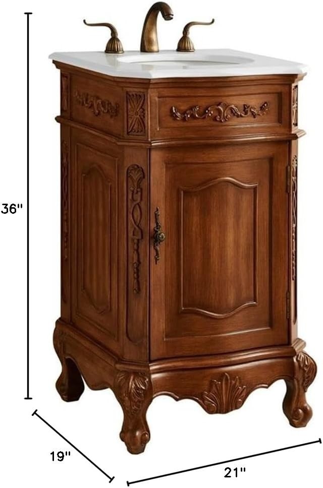 Elegant Lighting VF10121TK-VW 21 inch Single Bathroom Vanity in Teak Finish