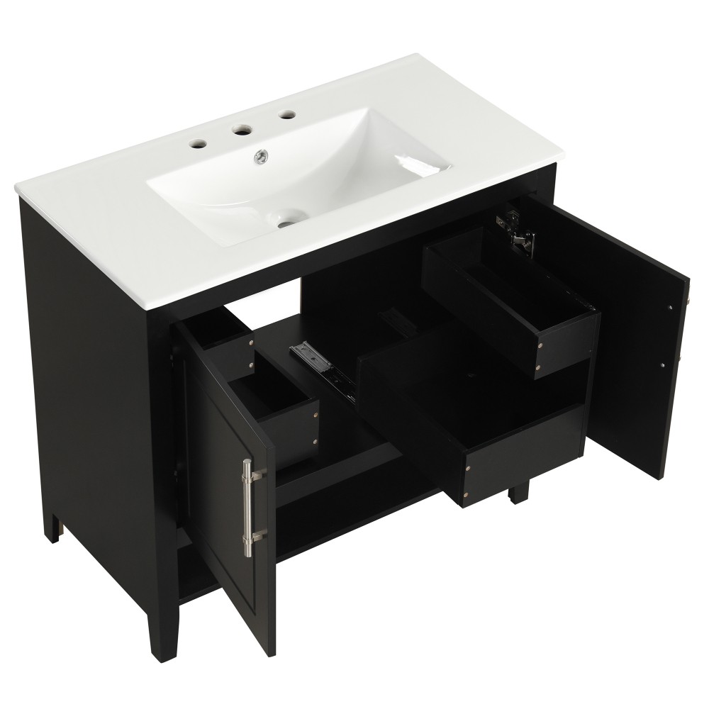 36 Inch Bathroom Vanity with Ceramic Sink Freestanding Bathroom Storage Cabinet