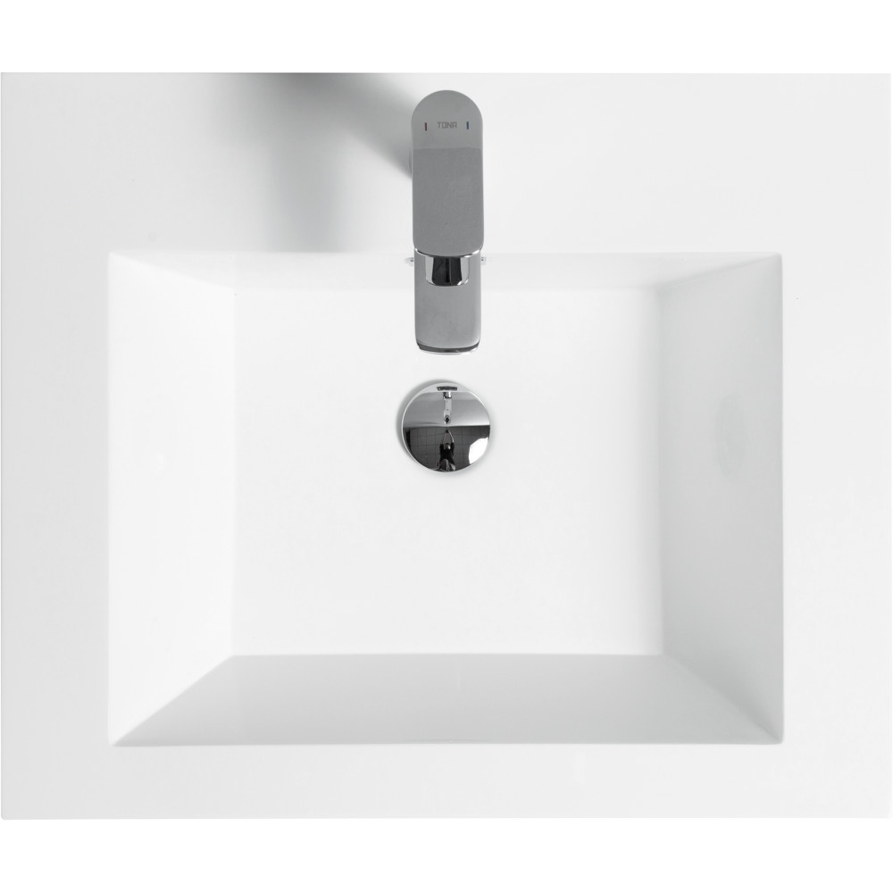 42in Solid Surface White Bathroom Vanity Top with Single Sink Basin Hole