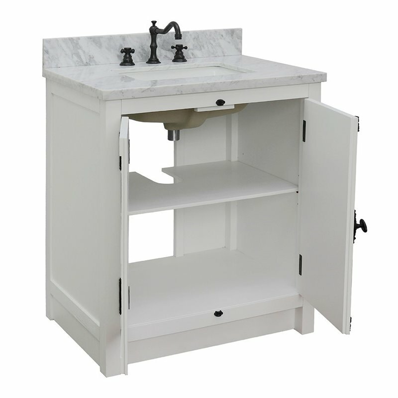 Plantation Solid Wood Rectangle Sink Vanity in Glacier Ash/White Carrara