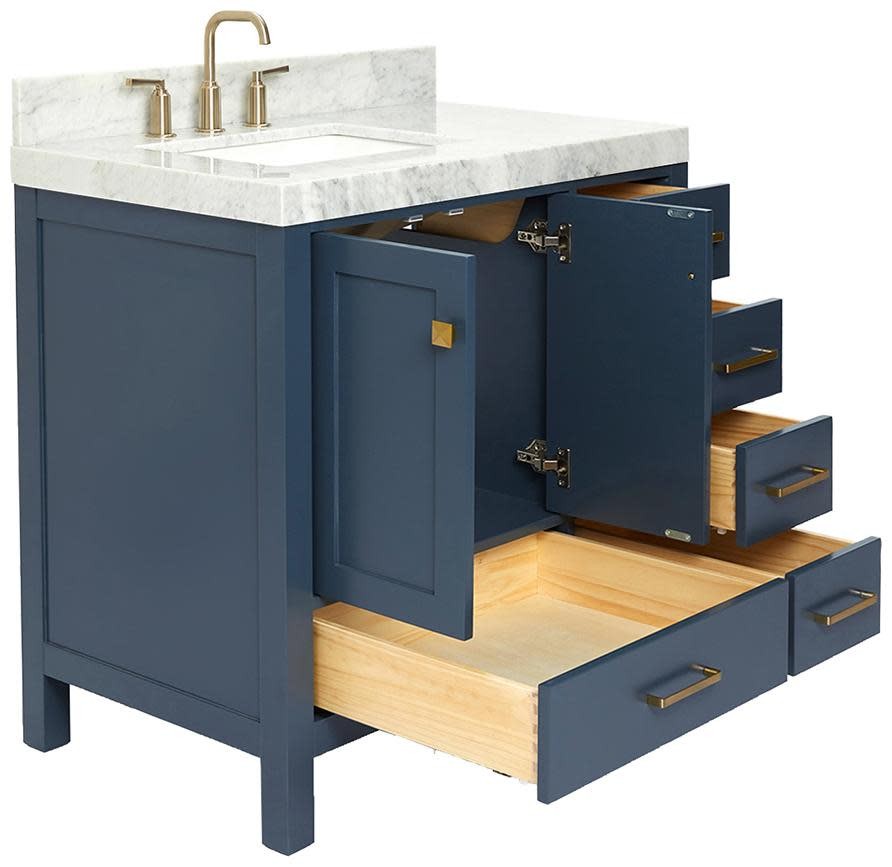 Ariel A036SLCW5RVO Cambridge 36″ – Espresso / Italian Carrara Marble Top /