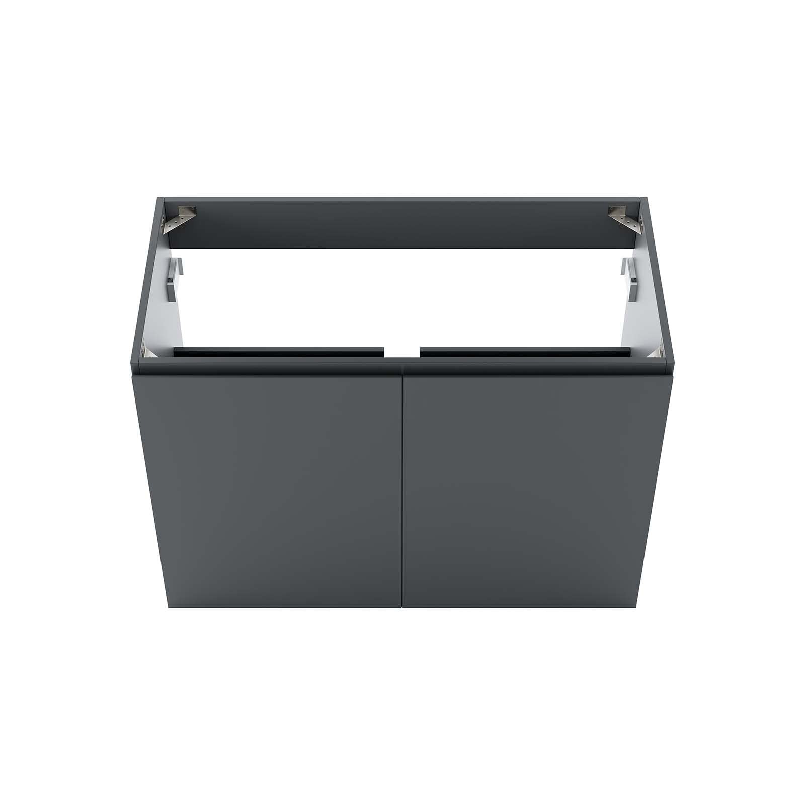 Modway Vitality 35″ Plastic and Wood Wall-Mount Bathroom Vanity in Gray