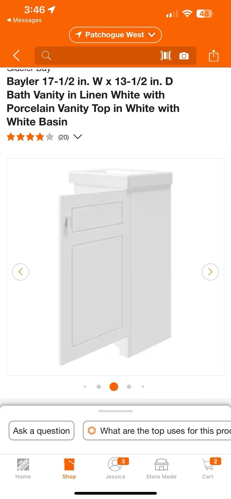 Glacier Bay Bayler 17-1/2 in. W x 13-1/2 in. D Bath Vanity in Linen White