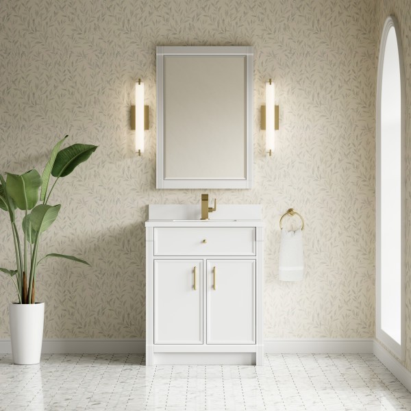 30″ James Martin Bellshire 660-V30-BW-1WZ Vanity Cabinet White Zeus Top