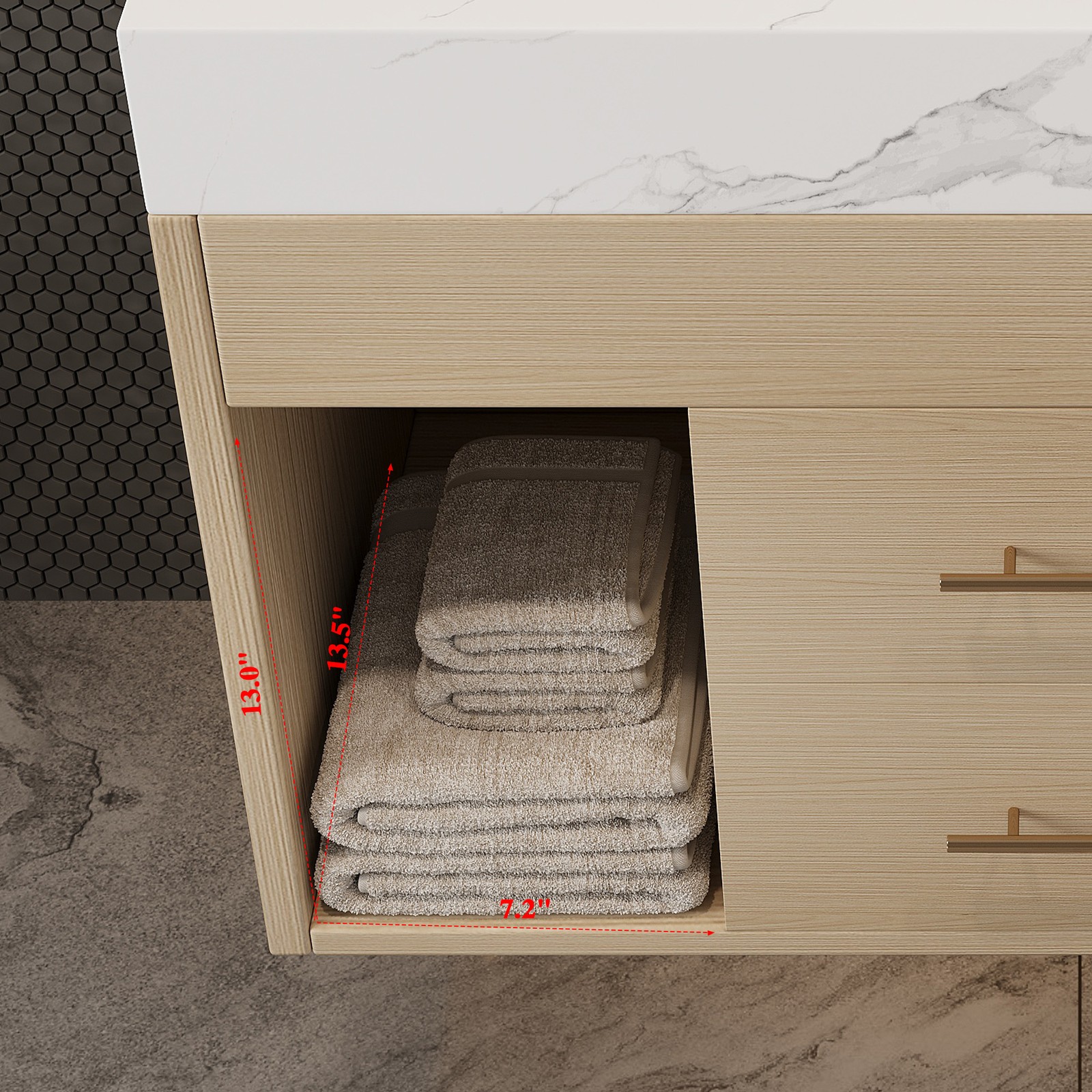 29.9″ Floating Bathroom Vanity with Sintered Stone Top & Ceramic Sink