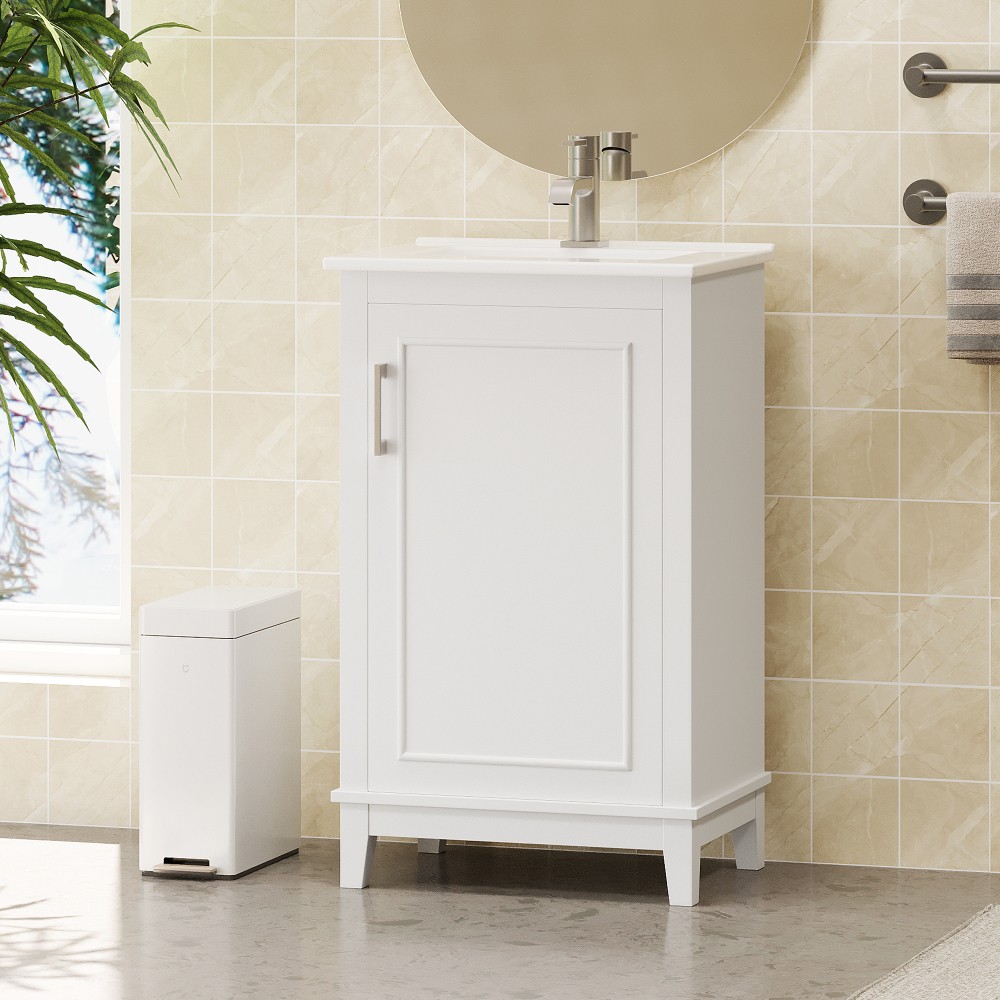 20 Inch Modern Small Bathroom Vanity Cabinet With Ceramic Basin- 20*14.5*33.3 In