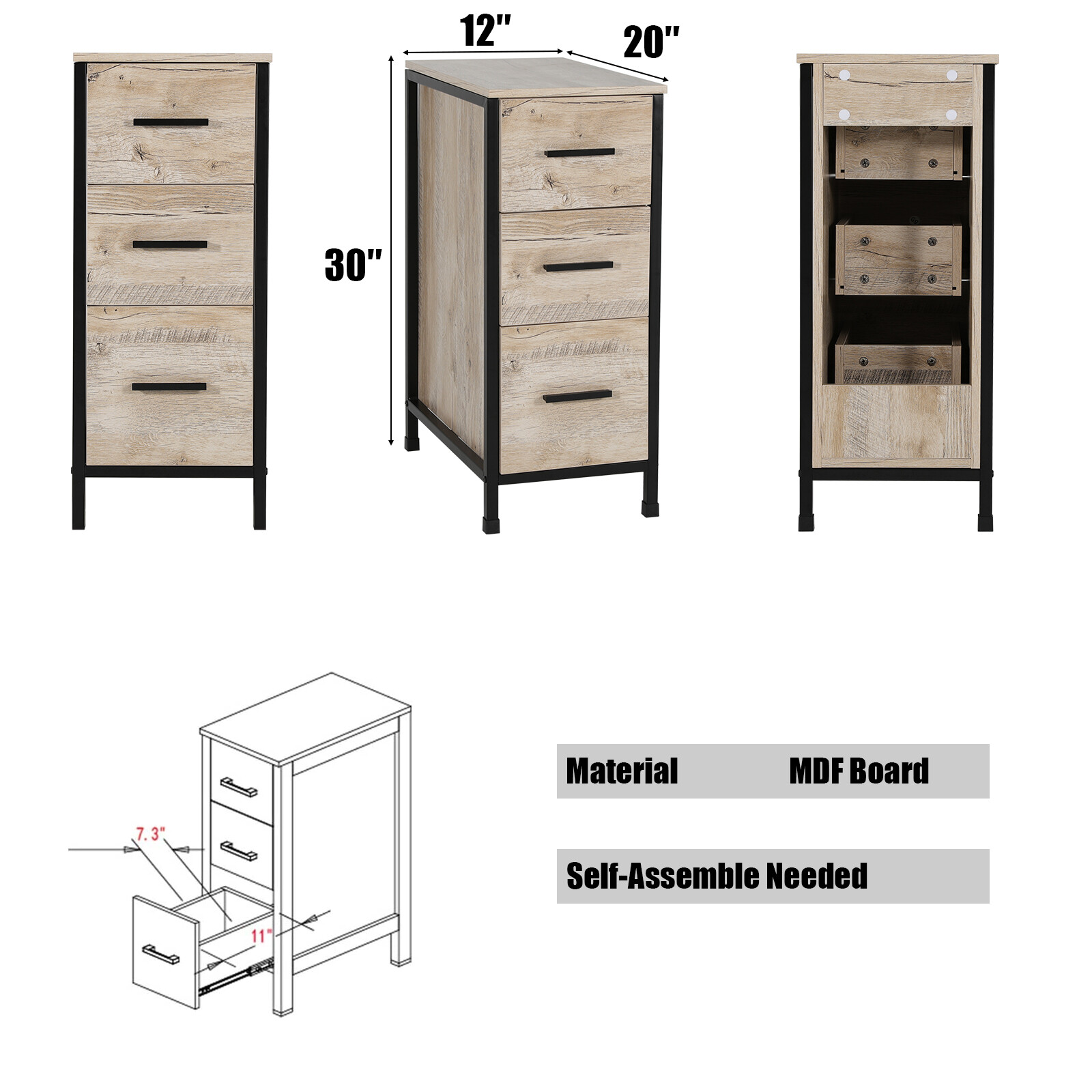 36″ Bathroom Vanity Sink Combo Oak Cabinet Vanity Tempered Glass/Ceramic Sink