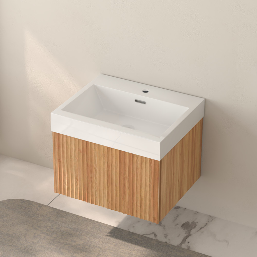 24″ 30″Wall Mounted Bathroom Vanity with Sink, Floating Vanity Cabinet, Drawer