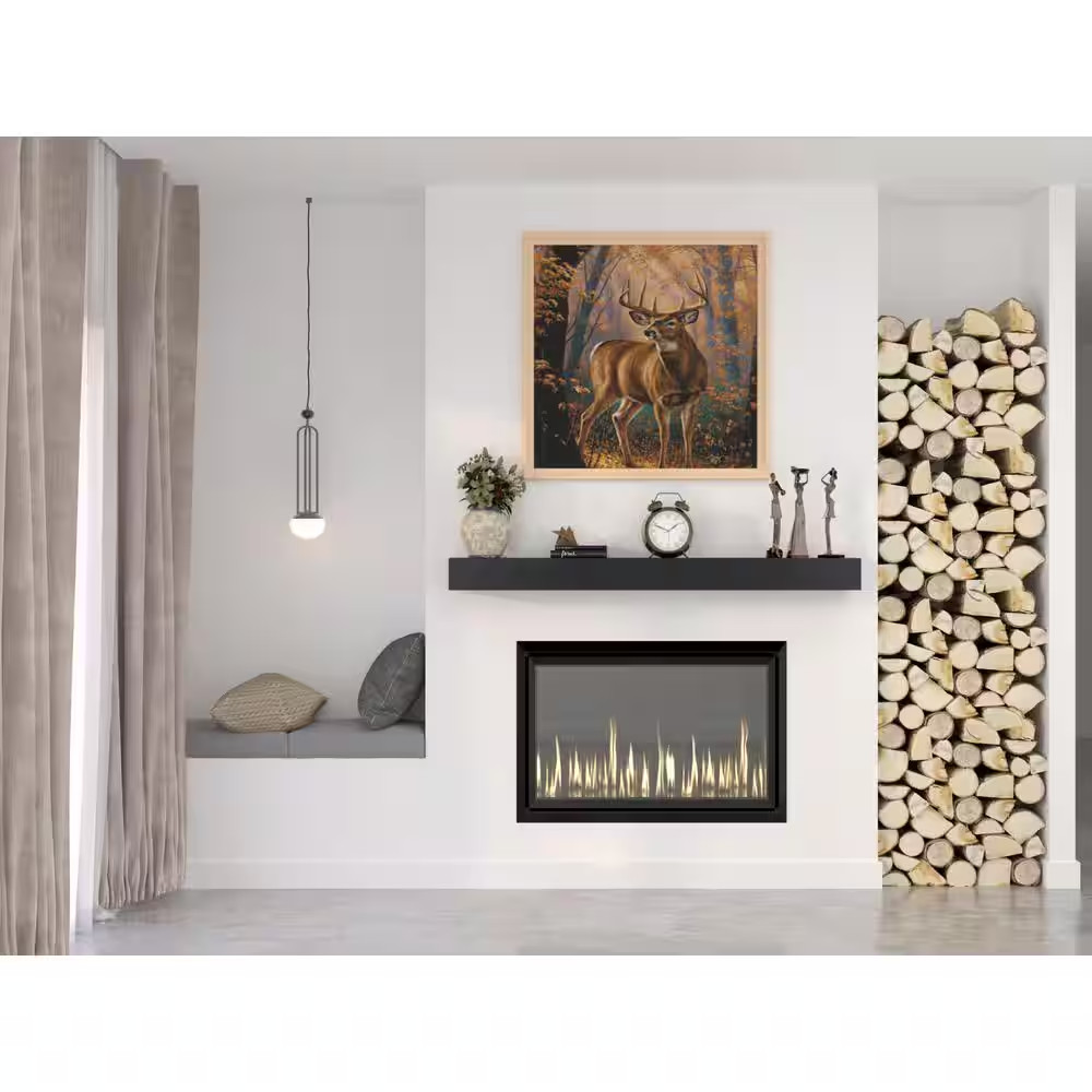48 In. W X 5.5 In. H X 6.25 In. D Modern Farmhouse Midnight Black Cap-Shelf Mant