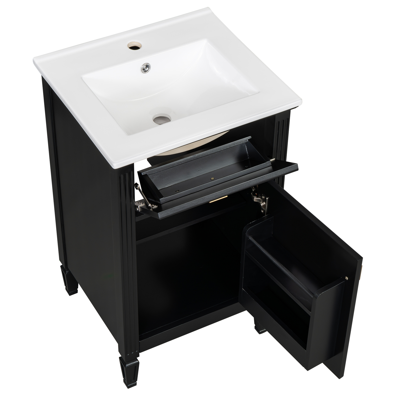 20″ Bathroom Wood Vanity with Ceramic Sink Modern Freestanding Storage Cabinet