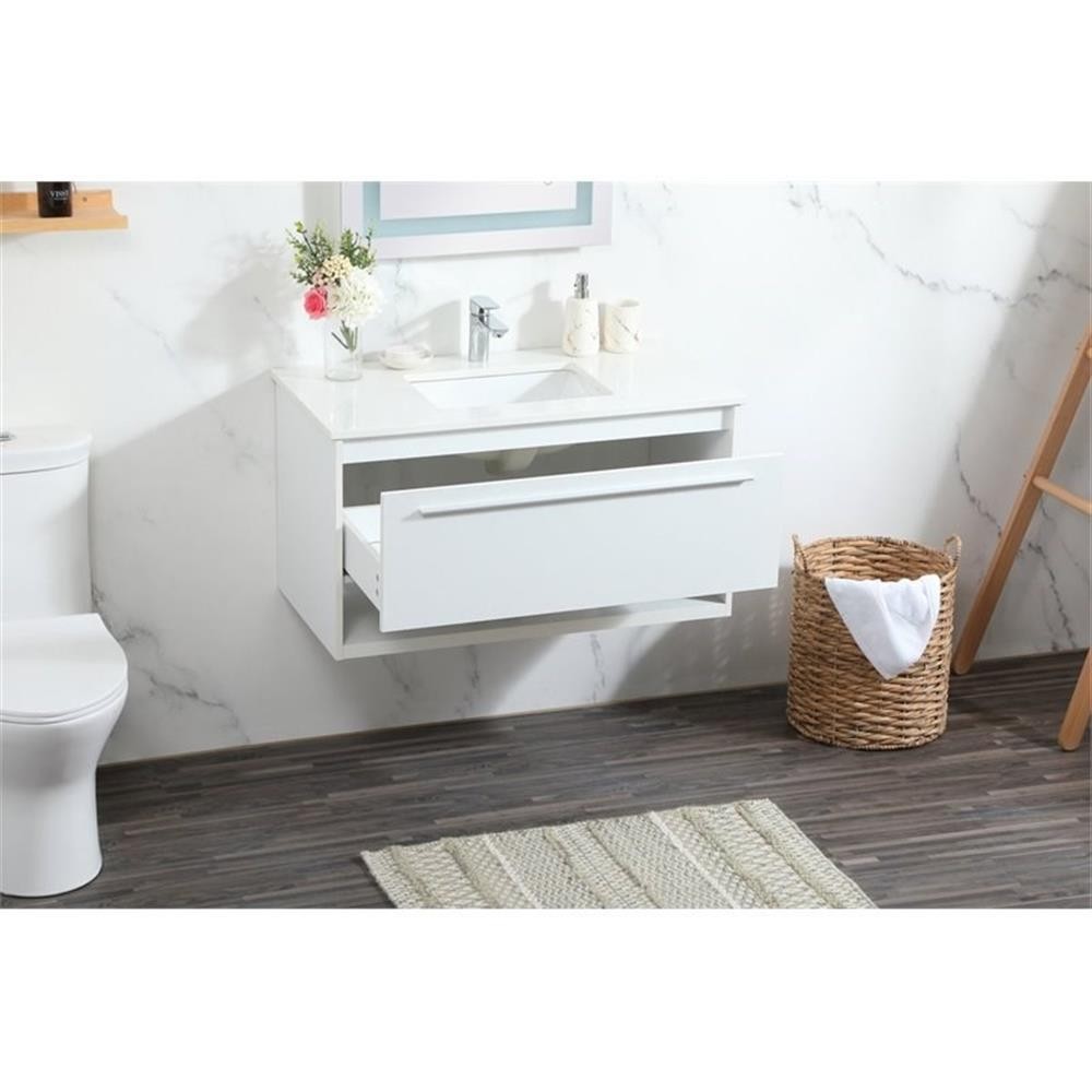 Elegant Decor Roman 36″ Aluminum Alloy MDF Single Bathroom Vanity in White
