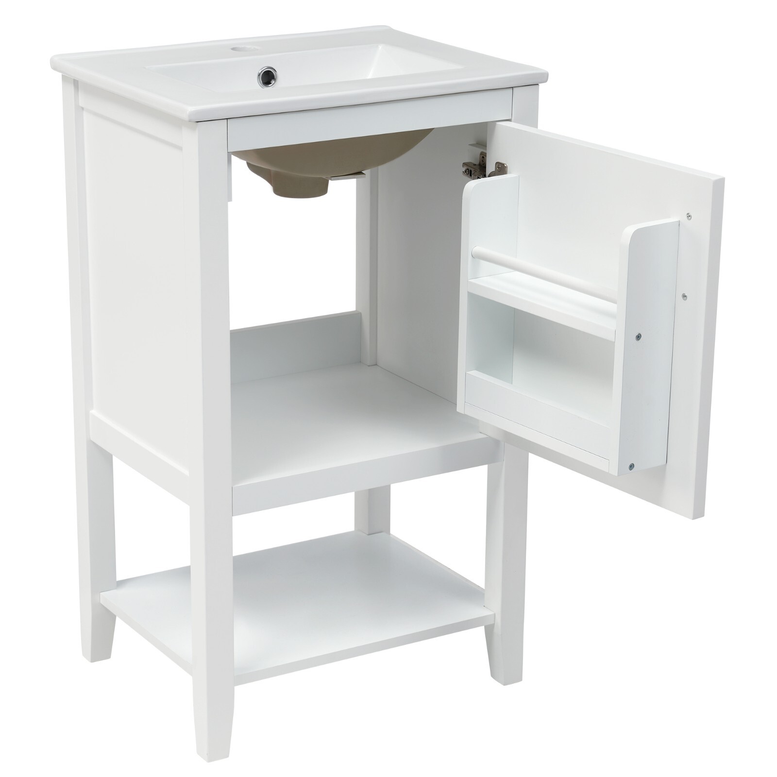 20″ Bathroom Vanity with Sink Door Open Shelf Rack Freestanding Storage Cabinet