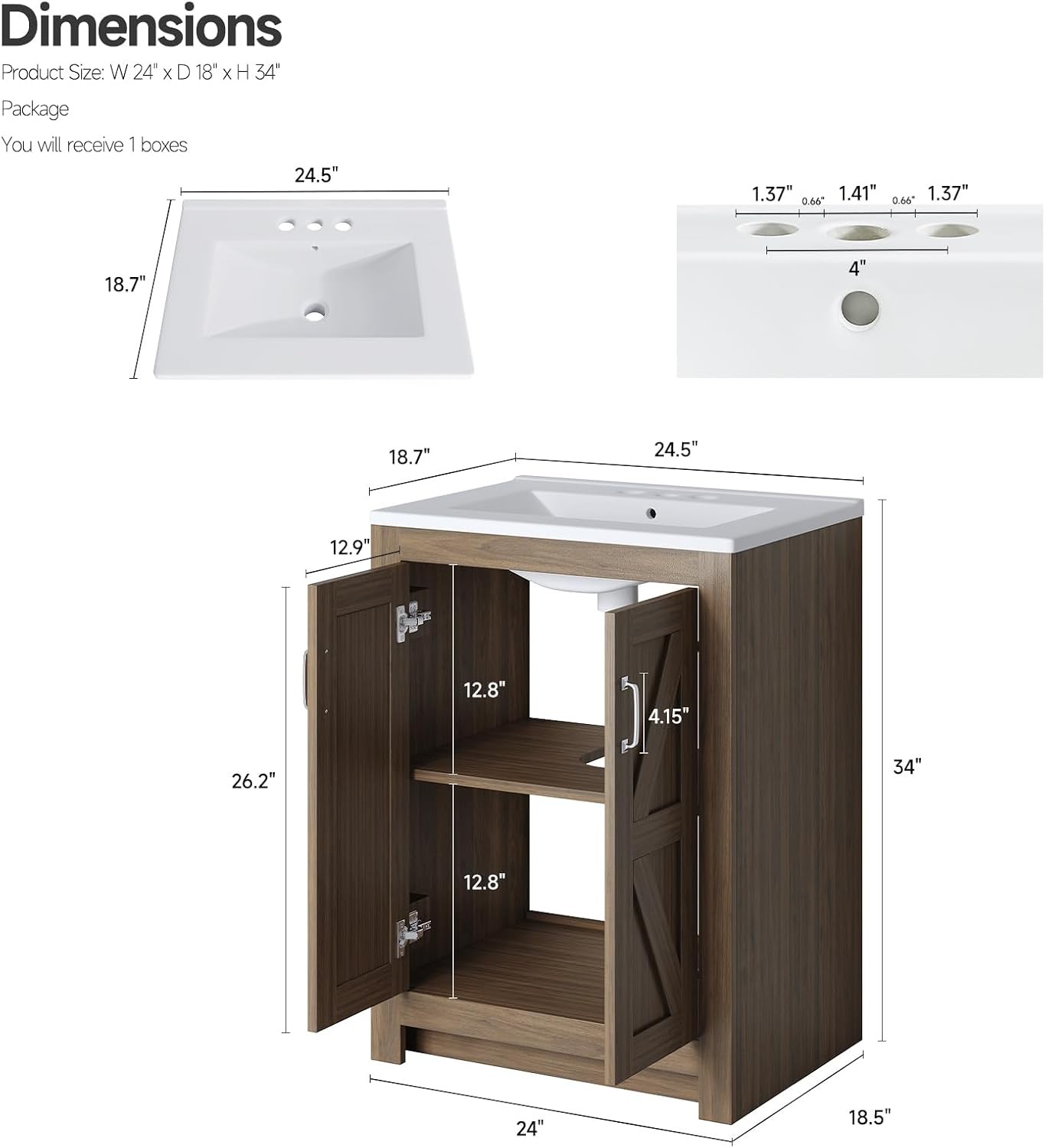 Farmhouse Bathroom Vanity W/ Sink Freestanding Bathroom Vanities W/ Ceramic