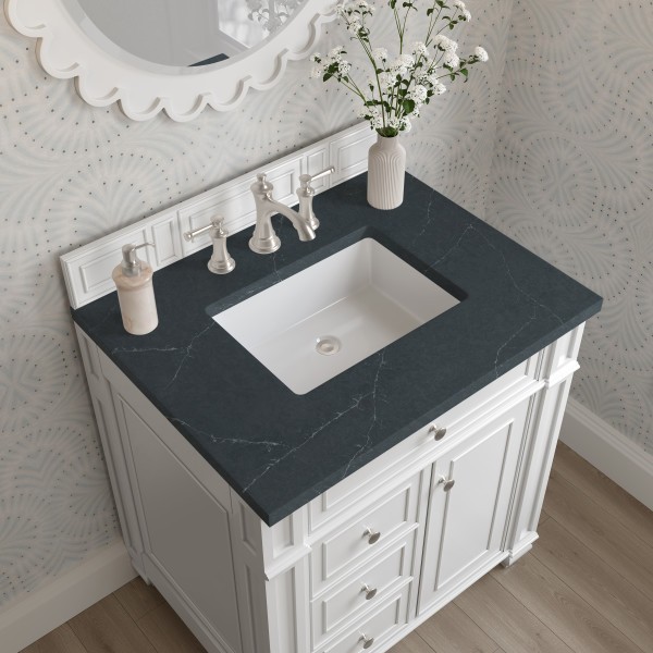 30″ James Martin Bristol157-V30-BW-3CSP Vanity Cabinet Charcoal Soapstone Top