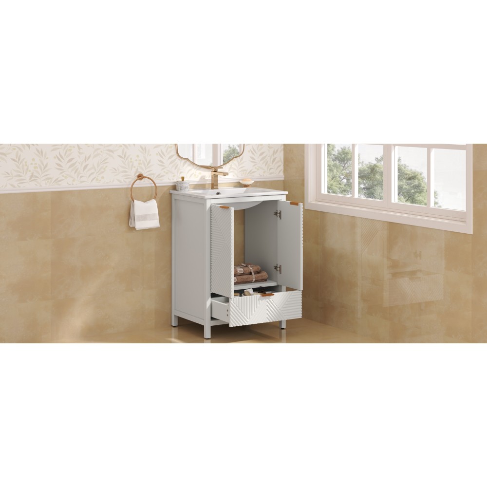 24 In Bathroom Vanity with Sink Combo Bathroom Vanity with Single Faucet Hole