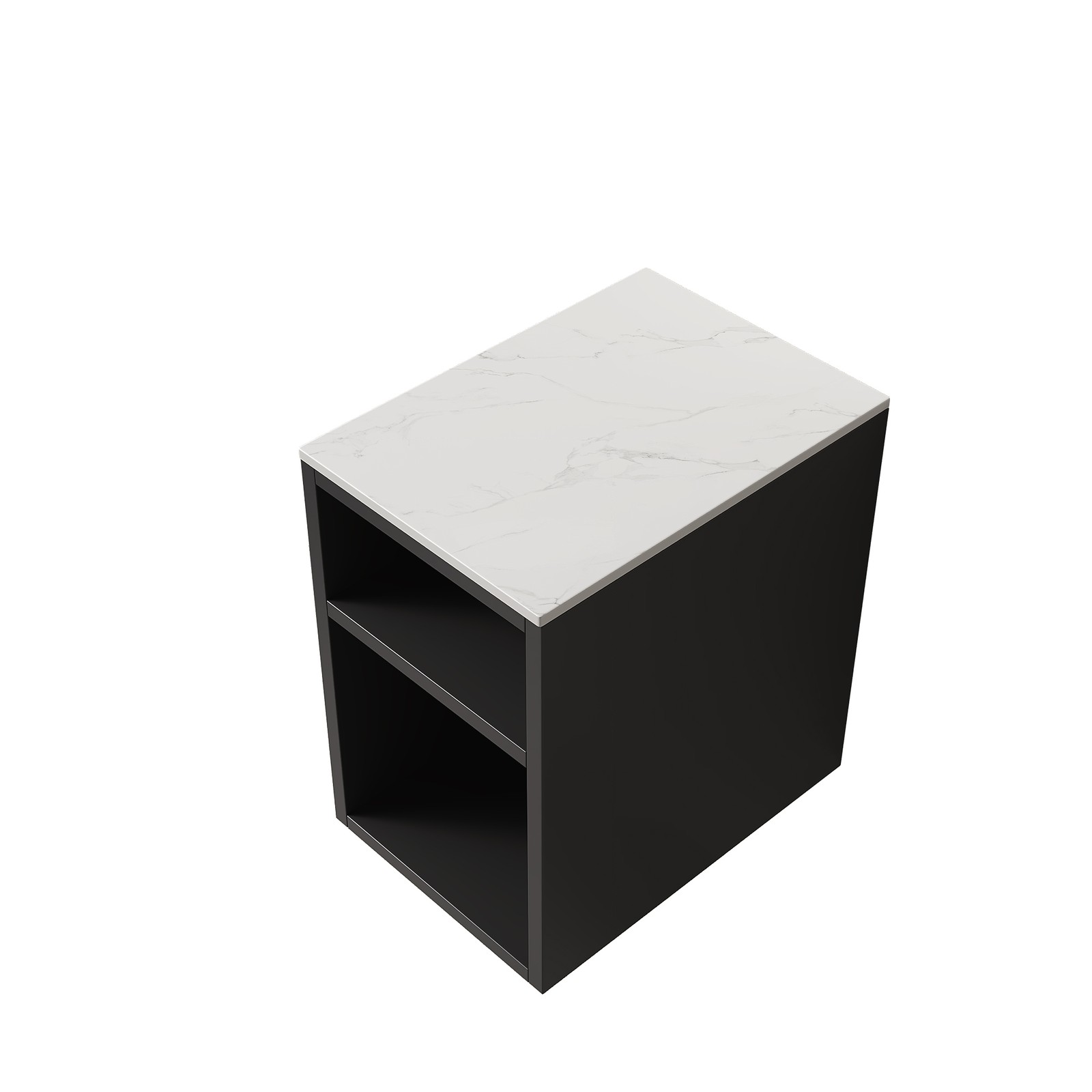 72″ Freestanding Double Bathroom Vanity with Sinks Black Carrara White