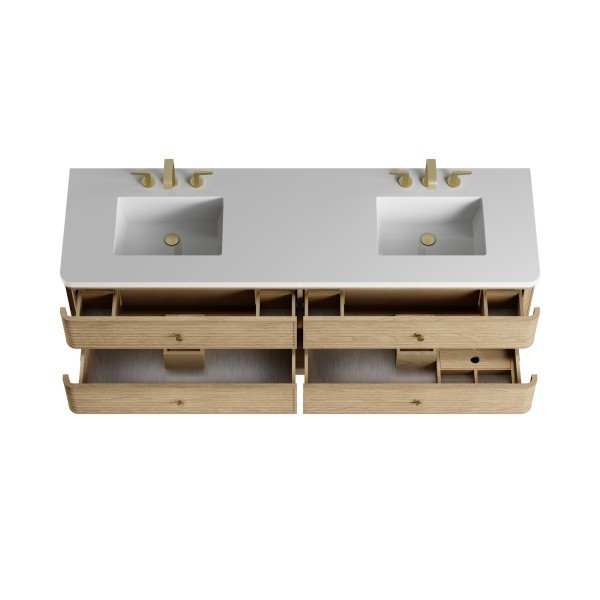 72″ James Martin Allamari D640-V72-DMS-WWZ Double Vanity Cabinet White Zeus Top