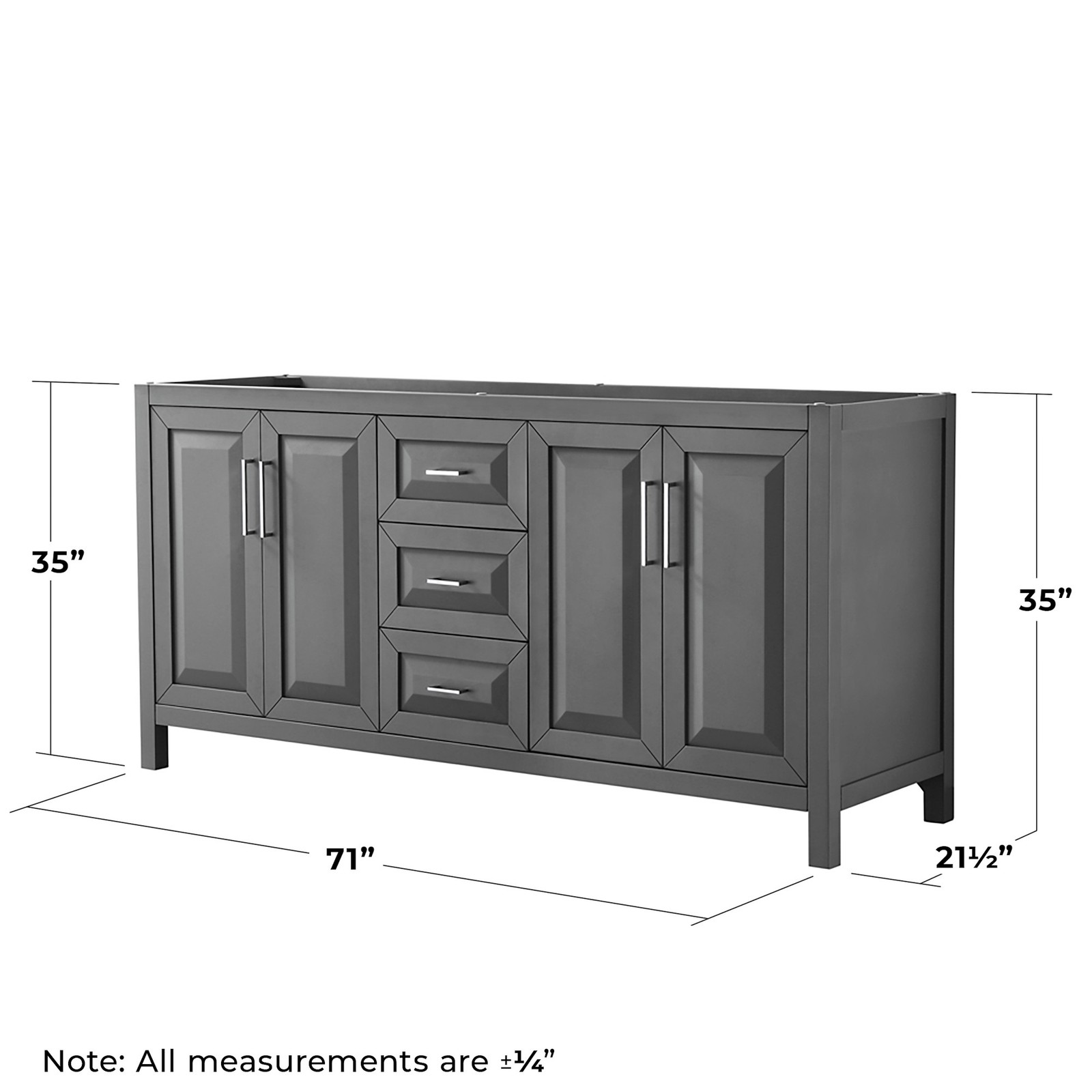 Wyndham Collection WCV252572DCXSXXMXX Daria 71″ Double – Dark Gray / Matte Black