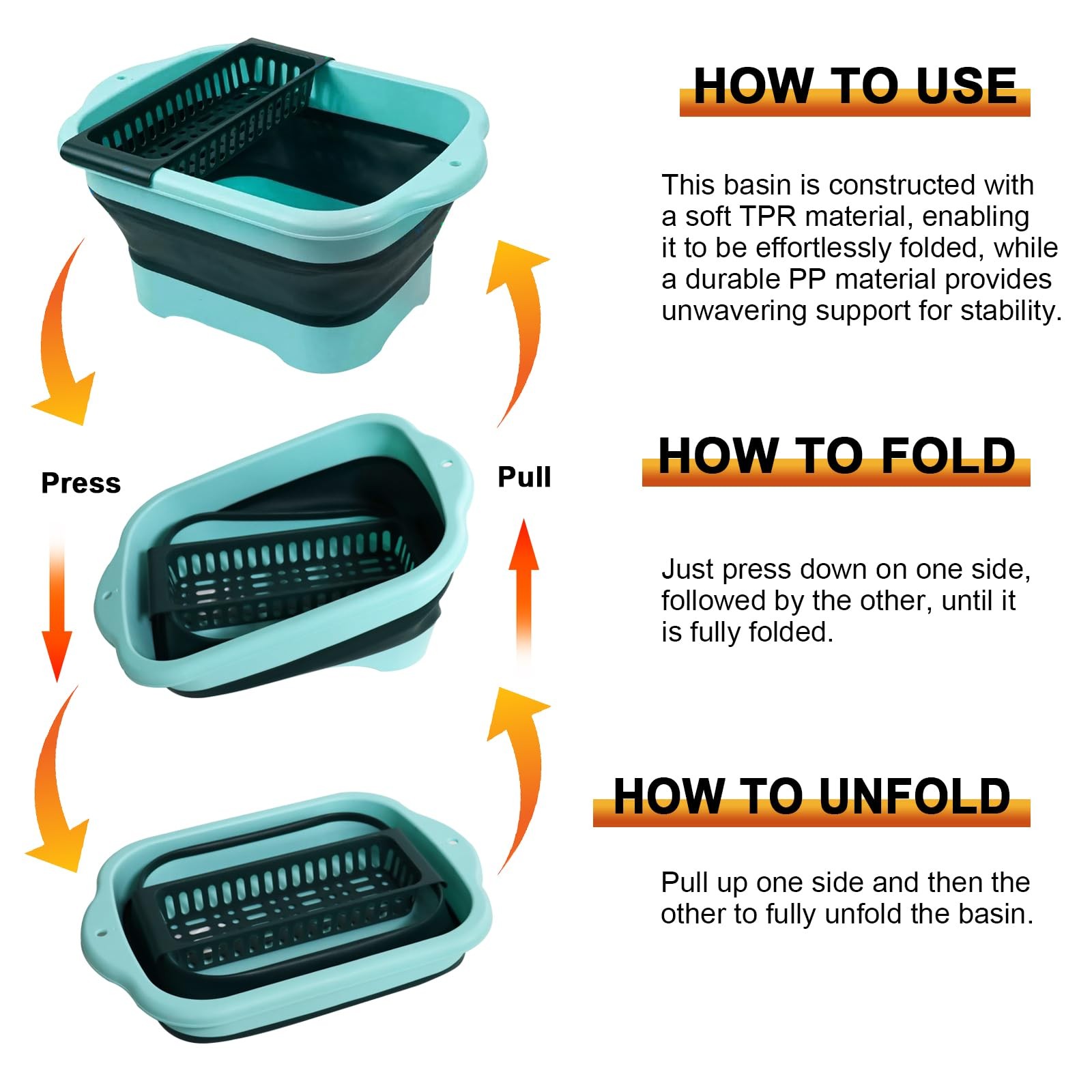 Zimso 2.77 Gallon 10.5L Collapsible Dish Basin Drain Plug Green Camping Dish