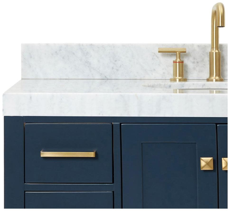 Ariel A042SCW5OVO Cambridge 43″ – White / Italian Carrara Marble Top / Brushed