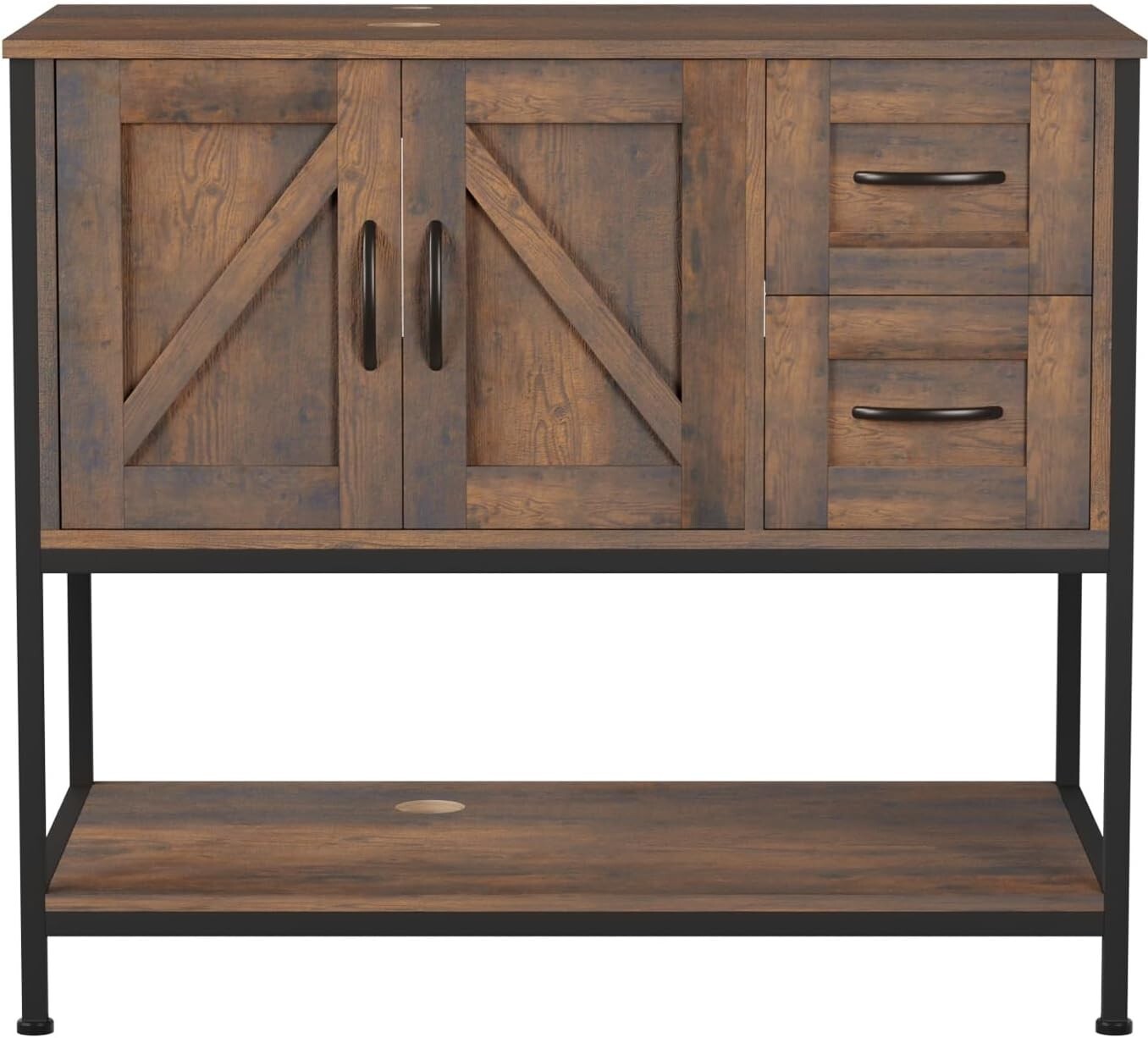 36” Bathroom Vanity Cabinet Basin Sink with 2-Doors Drawers Storage Open Shelf