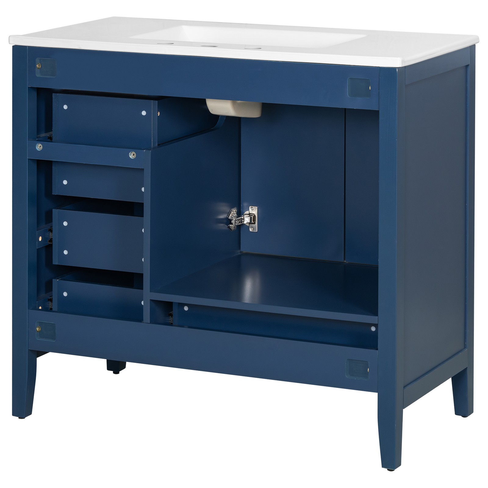 36″ Bathroom Vanity with Ceramic Sink Wood Storage Cabinet w/Soft-Closing Door