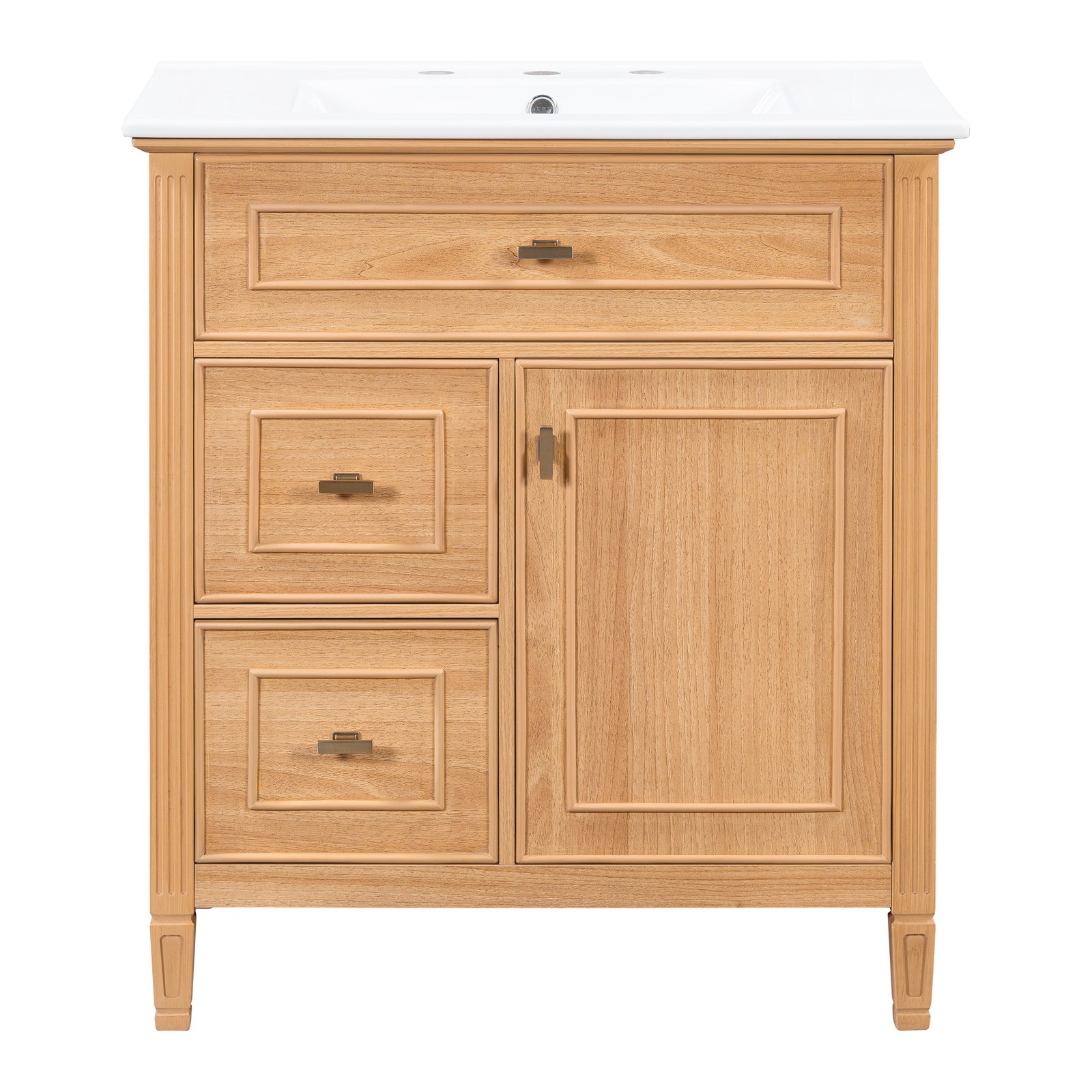 30″ Bathroom Vanity with Sink, Cabinet, Drawers, Solid Wood & MDF