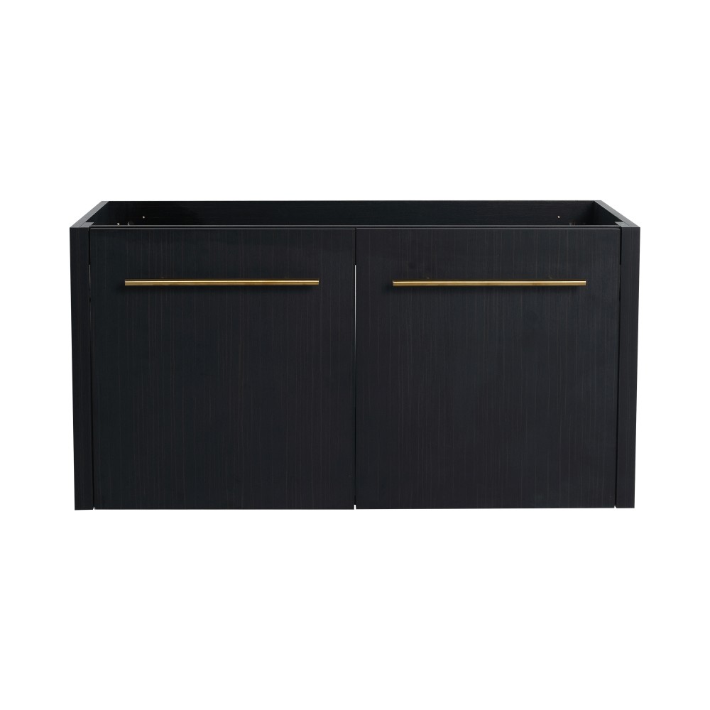 Wall-mounted bathroom cabinet without sink Soft-close doors Features two handles