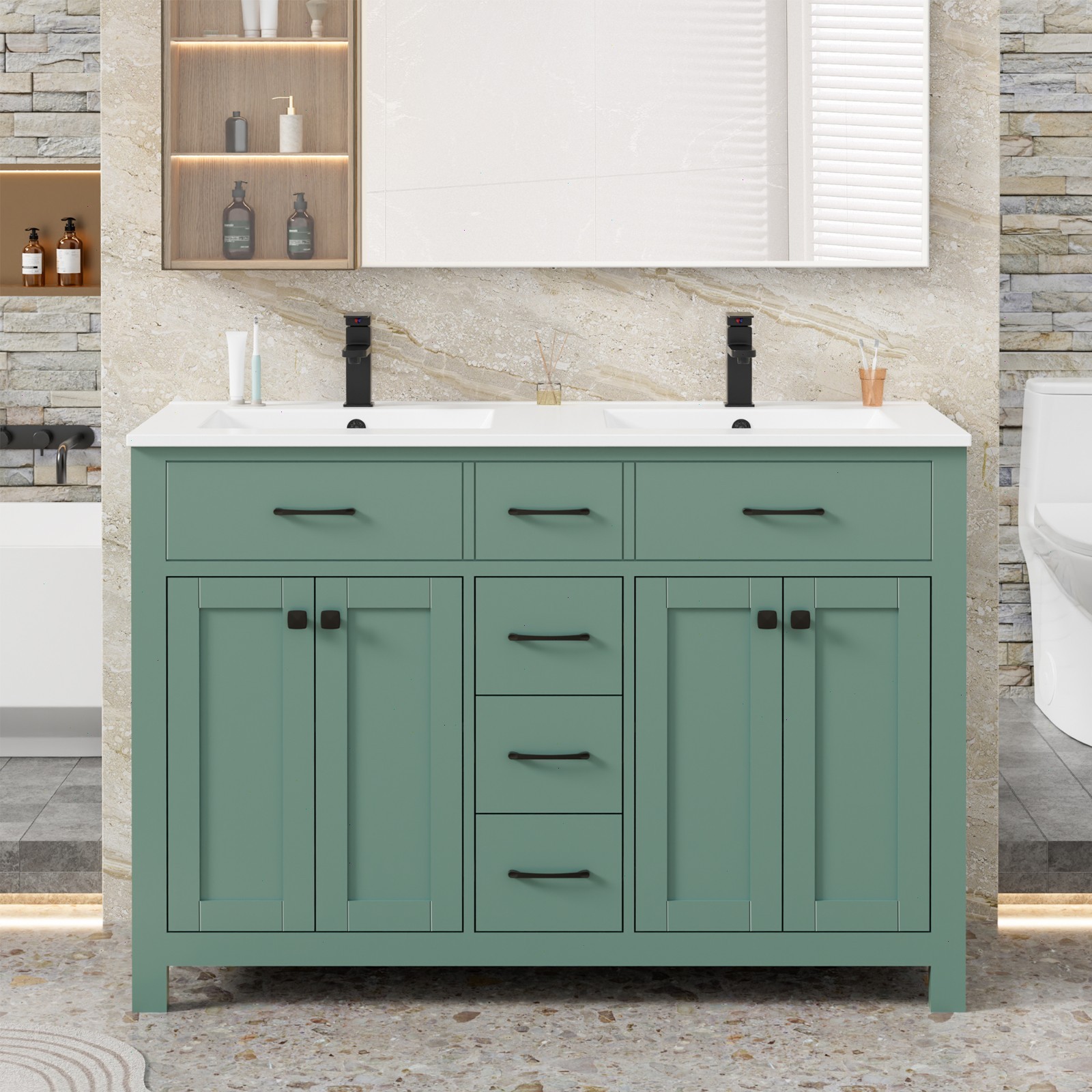Eclife Bathroom Vanity Cabinet Set with Undermount Ceramic Vessel Sink Combo
