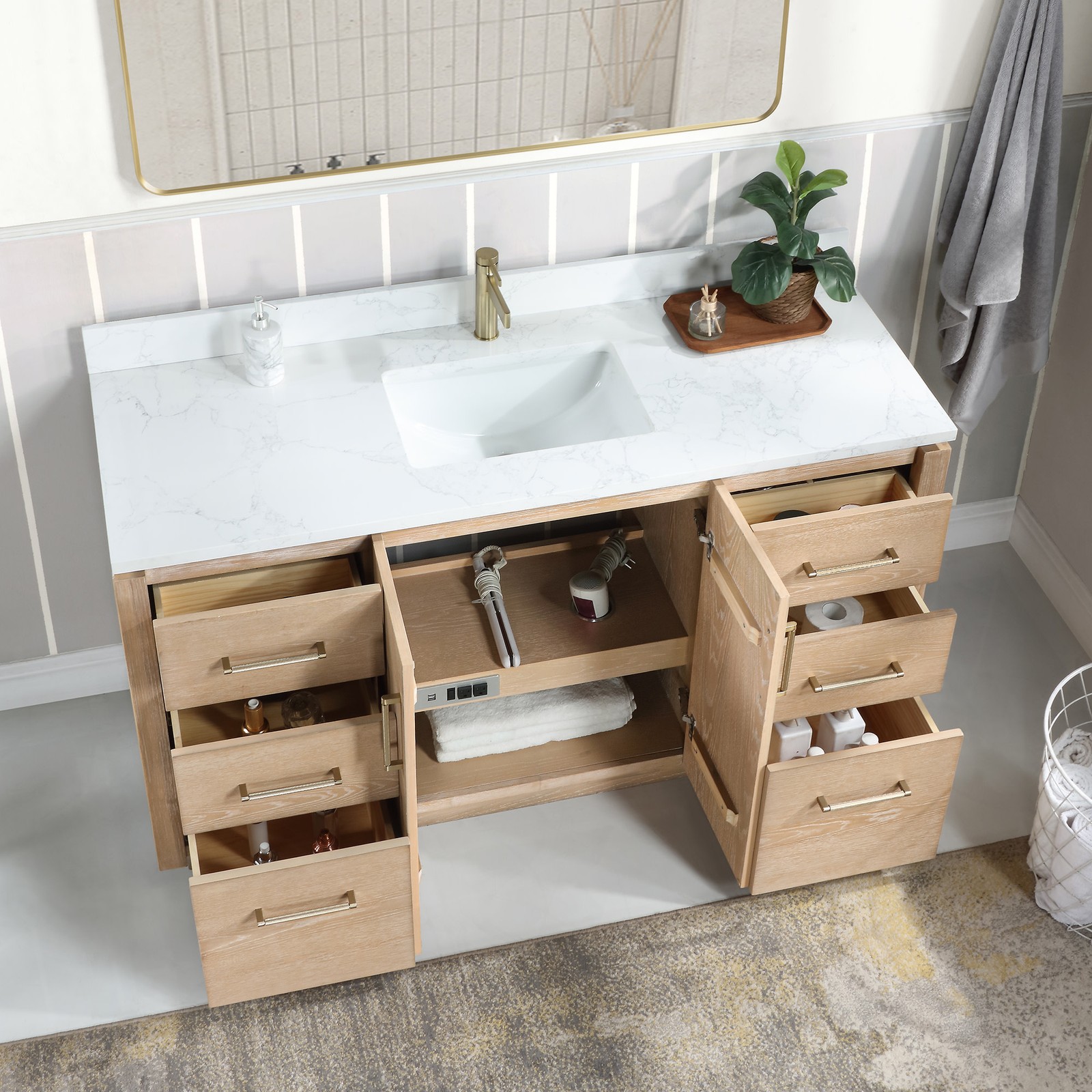Miseno MV-NM-705760 San 60″ – Natural Walnut / White Grain