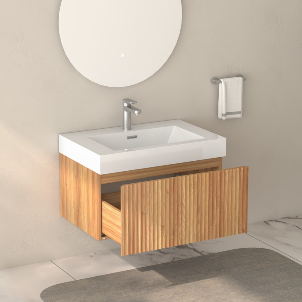 24″ 30″Wall Mounted Bathroom Vanity with Sink, Floating Vanity Cabinet, Drawer
