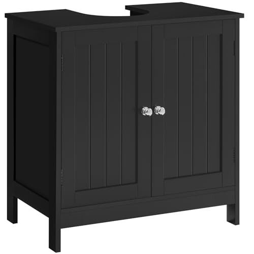 Pedestal Sink Storage Cabinet with 2 Doors and Shelf, Under Black Undersink