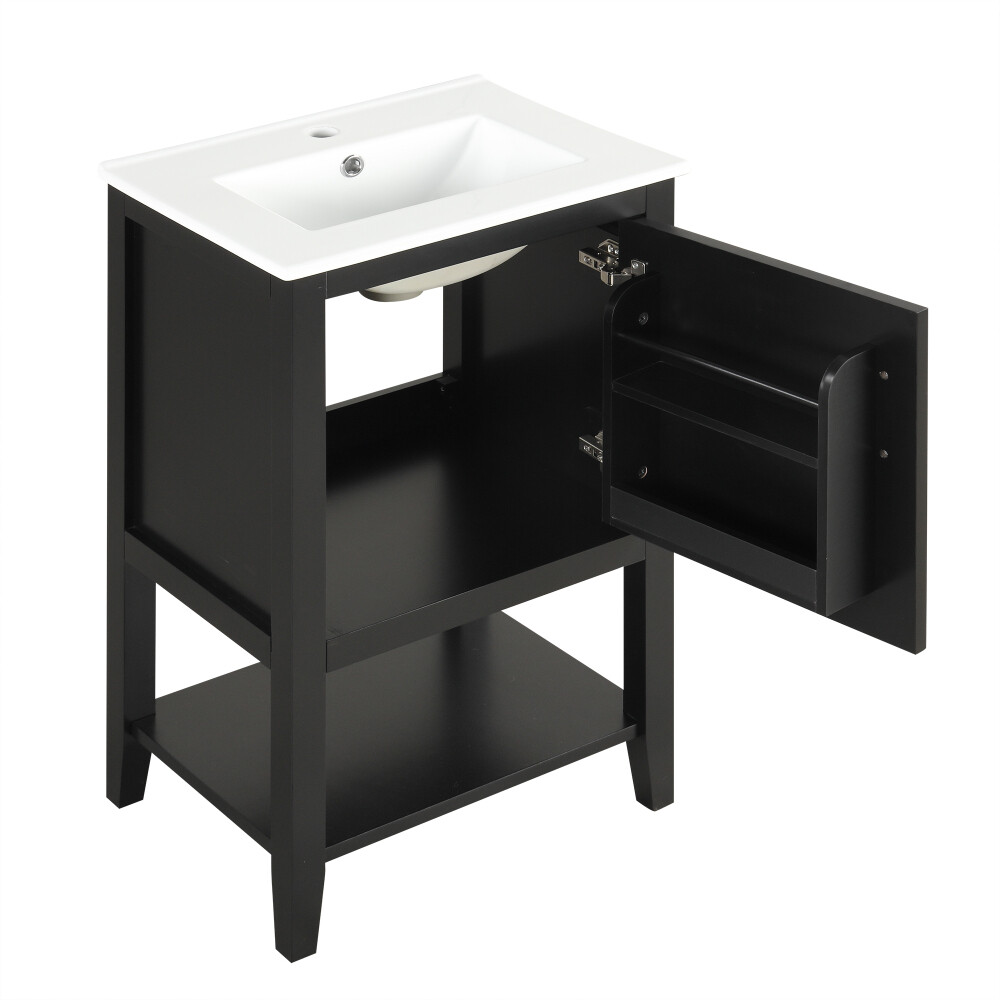 20″ Bathroom Vanity with Sink, Bathroom Cabinet with Storage Rack and Open Shelf
