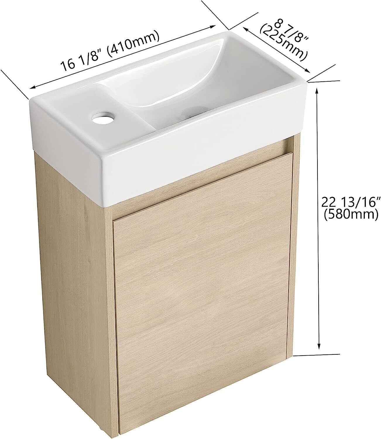 US SHIP 16-In ch Bathroom Vanity with Single Sink Wood Cabinet Small Bathroom