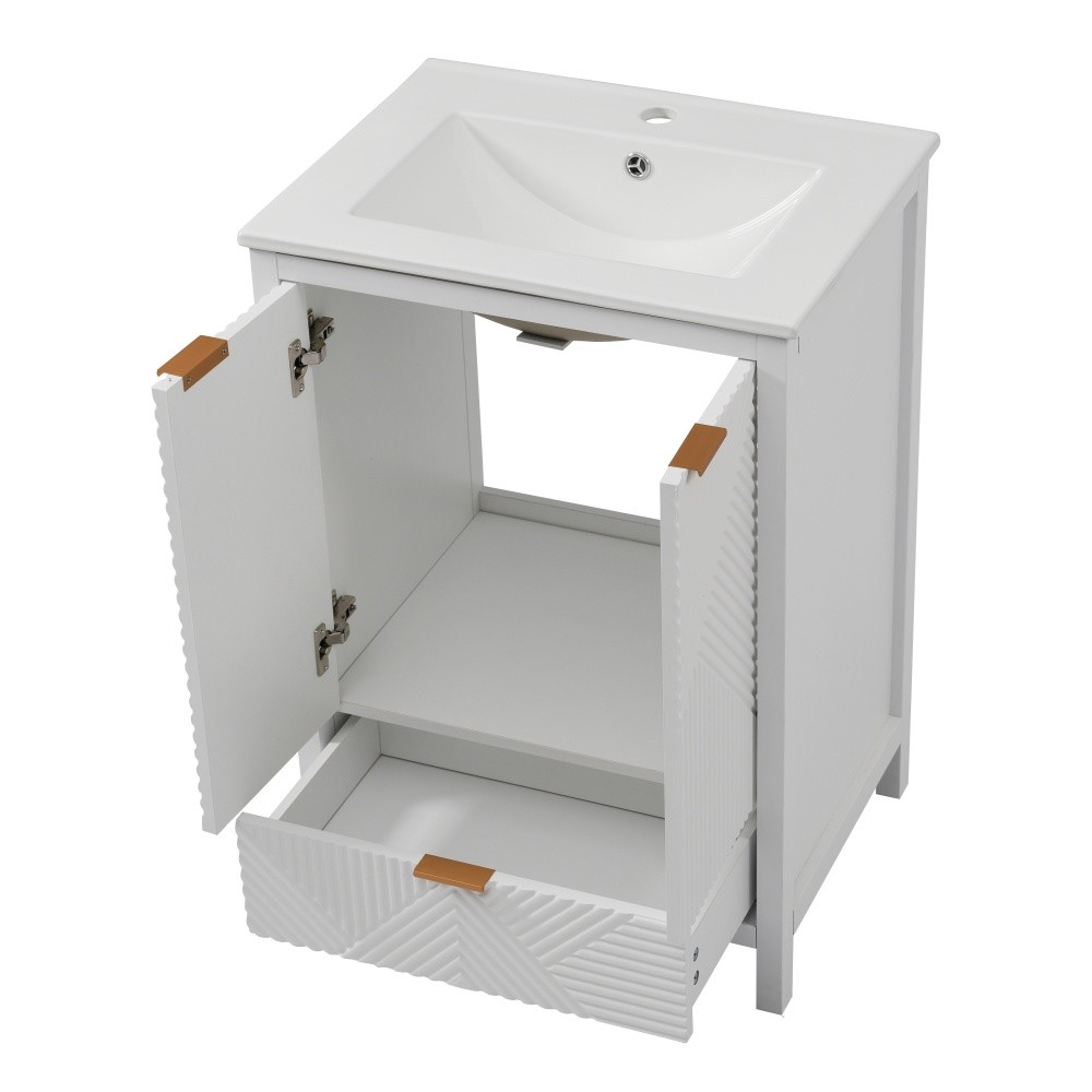 24 In Bathroom Vanity with Sink Combo Bathroom Vanity with Single Faucet Hole