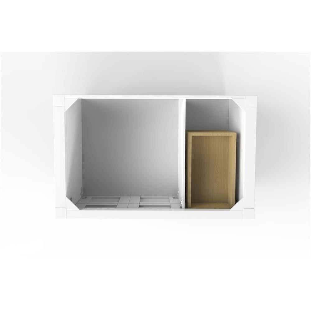 Bowery Hill Modern 36″ White Wood Vanity Base with Chrome Handles