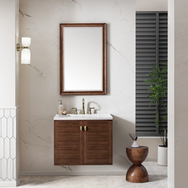 30″ James Martin Amberly 670-V30-WLT-3WZ Vanity Cabinet White Zeus Top