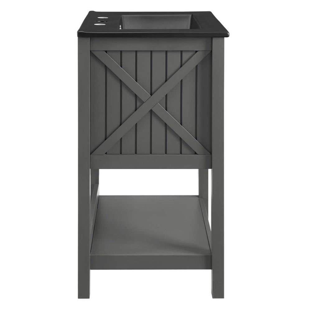 Modway Steam 24″ Modern Wood/Ceramic Bathroom Vanity in Gray/Black